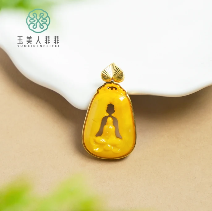 菲菲珠宝好*S925蜜蜡无相佛吊坠约31*22mm-赠链-多样性发一