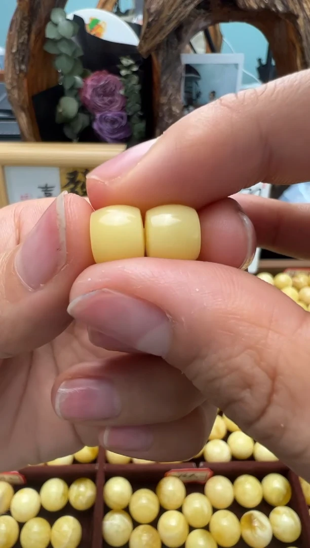 【闪购商品】蜜蜡裸石未镶嵌俄料全品直切对珠9.1mm0.893克