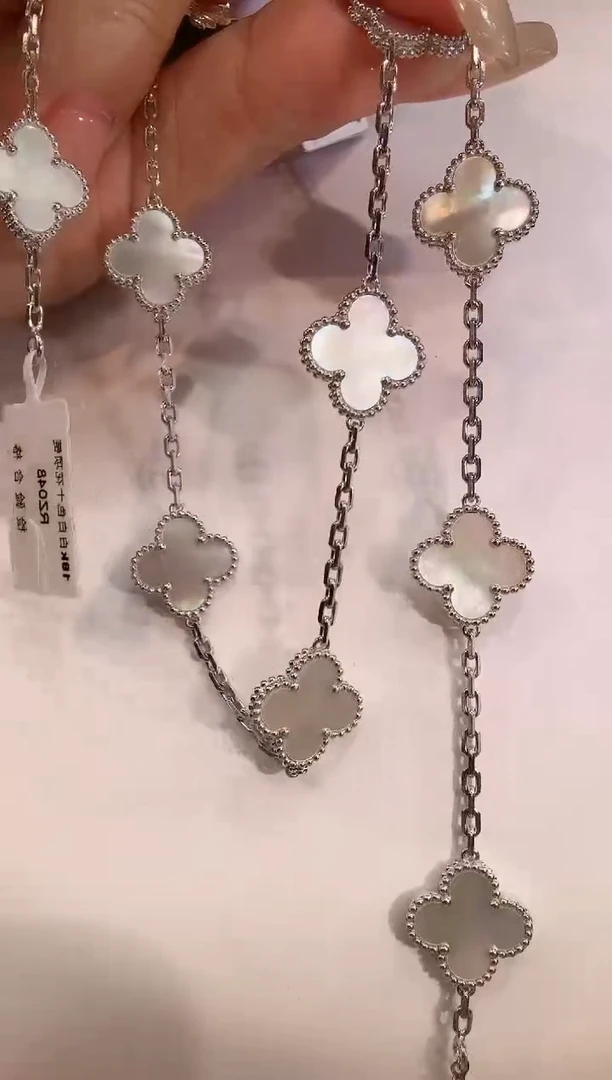 项链贝壳（贝母）18K金镶嵌白十花K白