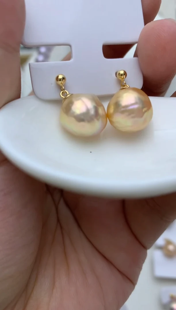 银S925镶嵌耳饰淡水珍珠e2