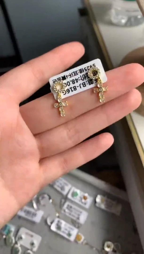 银S925镶嵌戒指翡翠耳饰1