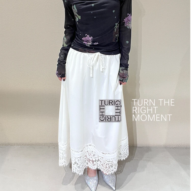 TURIGHT买手店25SS现货senseaweek设计师品牌 蕾丝下摆A字裙