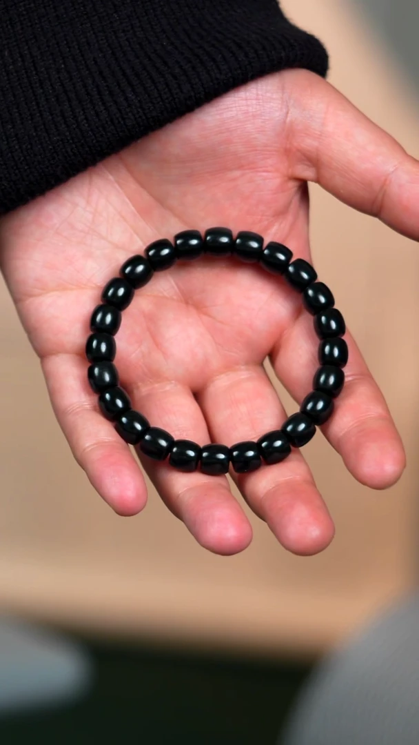 未镶嵌手链和田玉9mm黑青一细