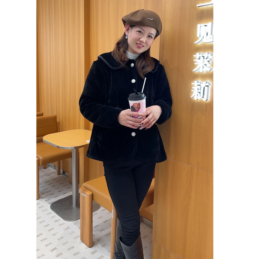 【套装】冬季名媛女士外穿复合睡衣家居服6169黑色加绒加厚保暖显瘦