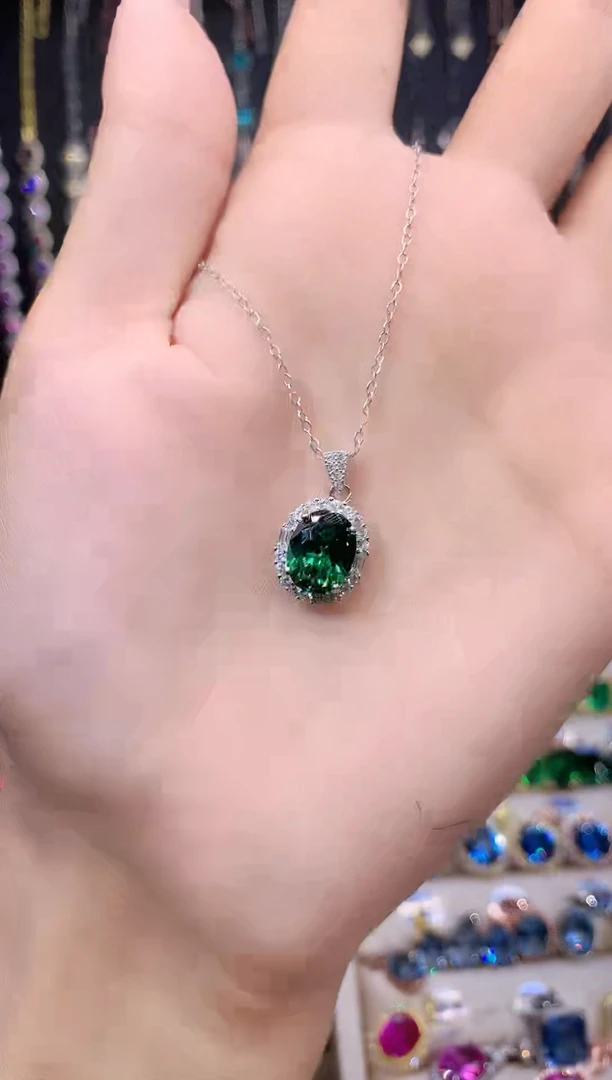 吊坠透辉石银S925镶嵌银810