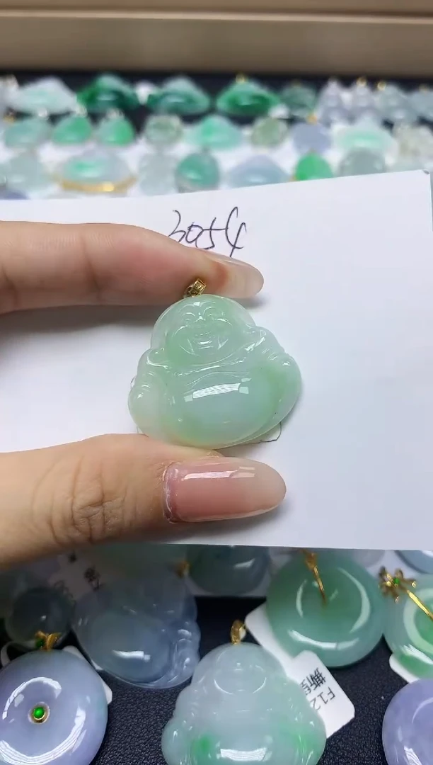 翡翠18K金镶嵌颈饰天然缅甸翡翠A货