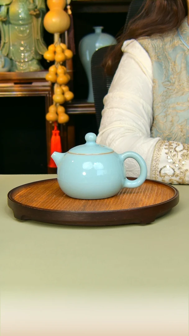 汝瓷西施全手工原矿天青不完美