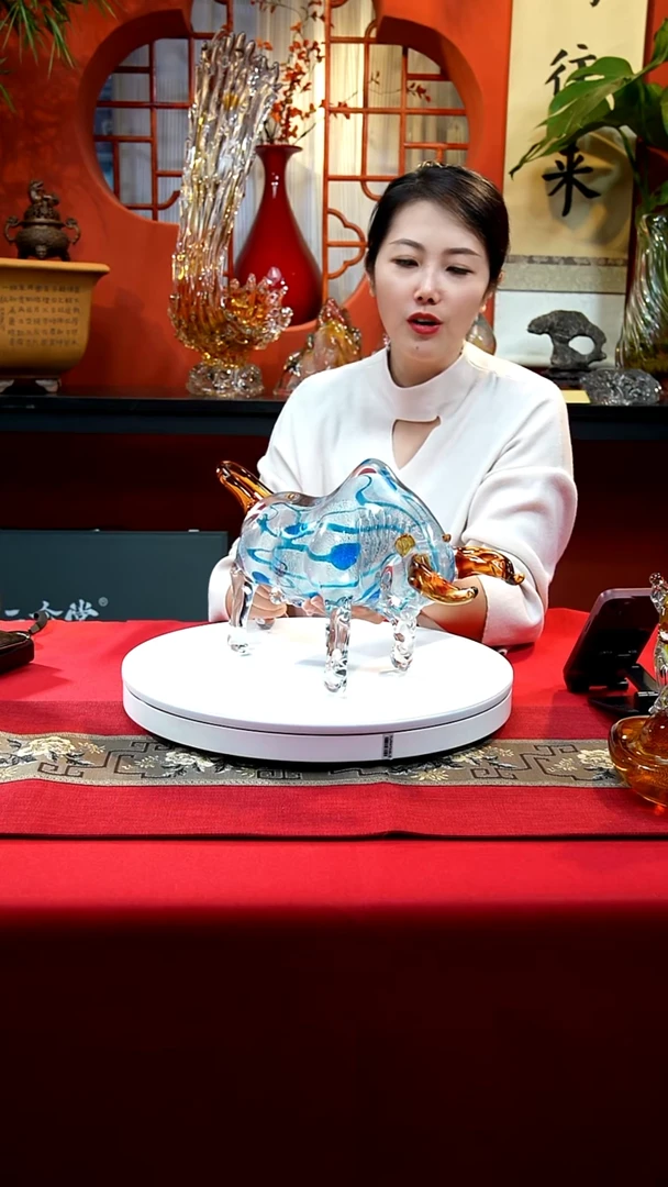 手工艺品琉璃低头牛