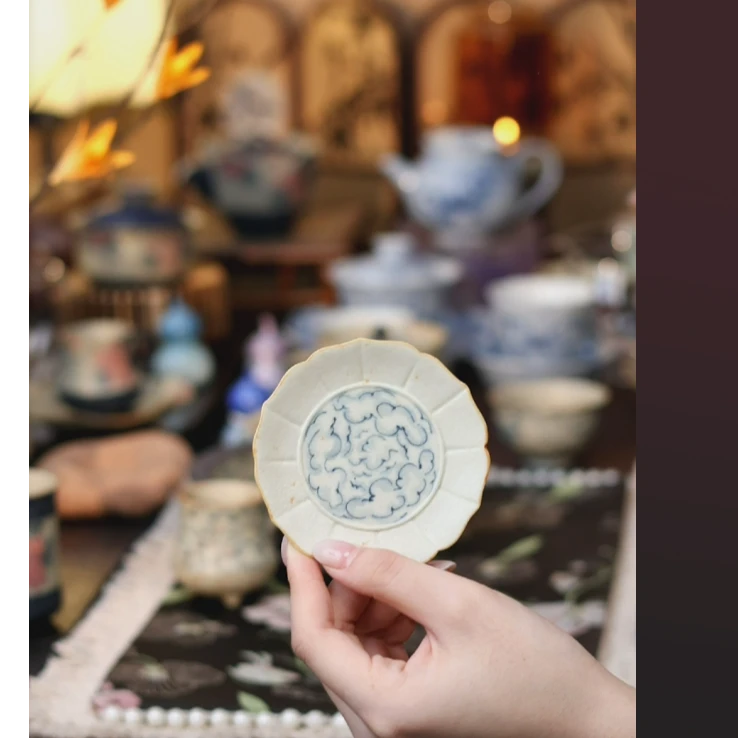 青花复古手绘祥云纹杯垫