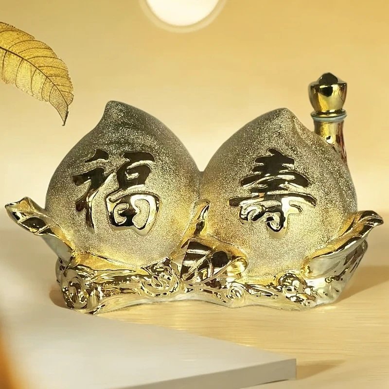 香得盛景德镇陶瓷 寿桃摆件酒【简装发货】LQ52度4000