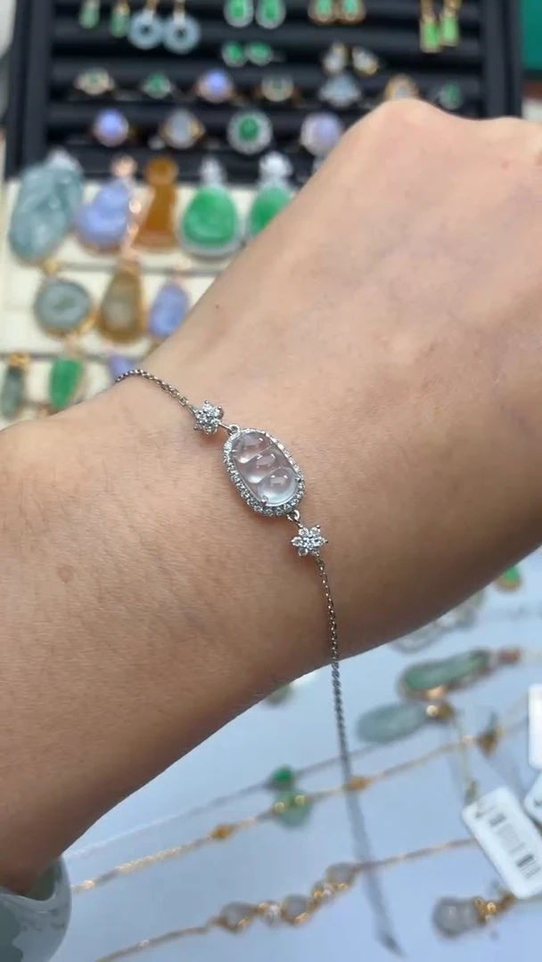 颈饰18K金镶嵌翡翠天然翡翠A货