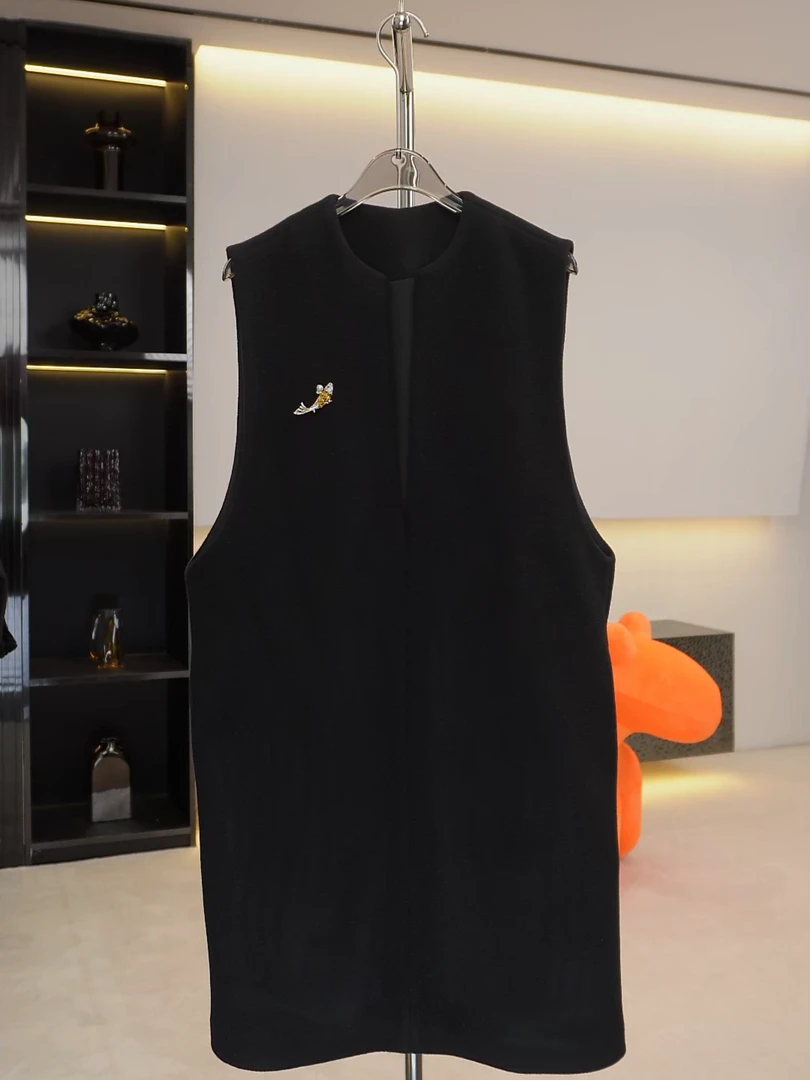 【法意浪漫】冬季气质简约宽松羊毛毛呢背心裙XXYY0100