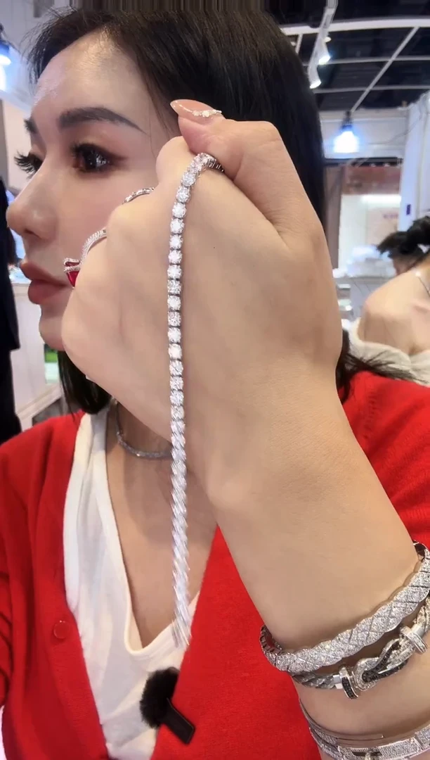 9K金镶嵌实验室培育钻石手链豪华满钻网球【重金版】