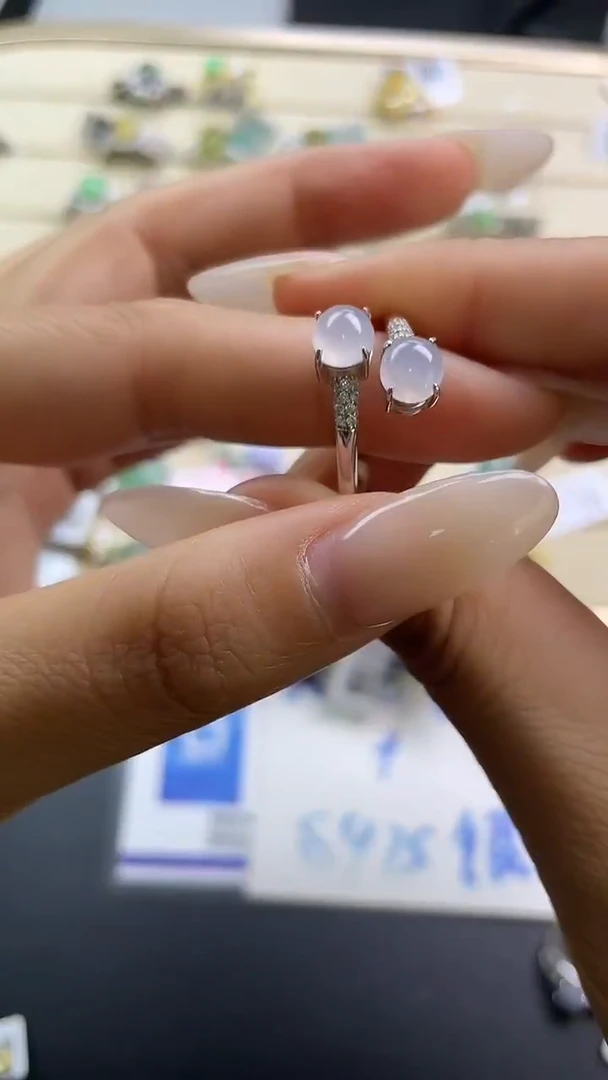 银S925镶嵌戒指翡翠翡翠 蛋面 银S925镶嵌