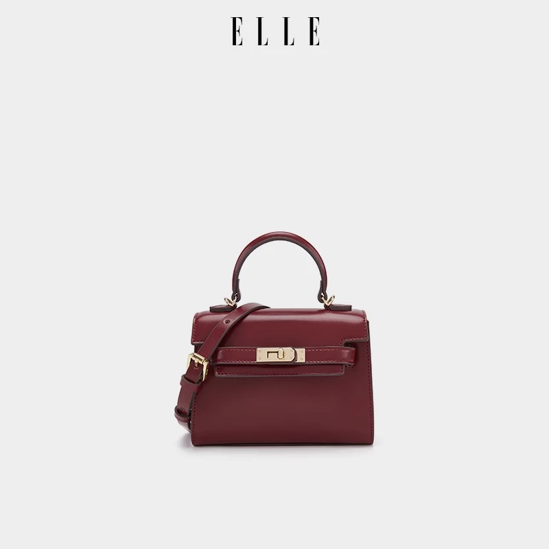 ELLE【商场同款】时尚百搭手提包凯莉方包单肩斜挎包女士24815