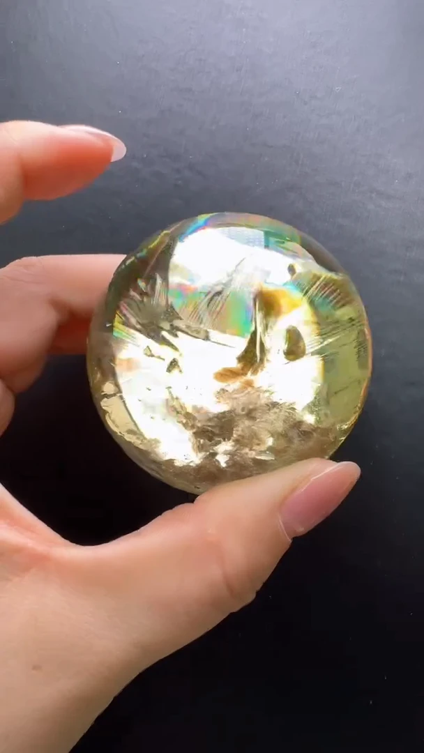 【闪购商品】水晶摆件未镶嵌黄水晶彩虹球摆件JP39749