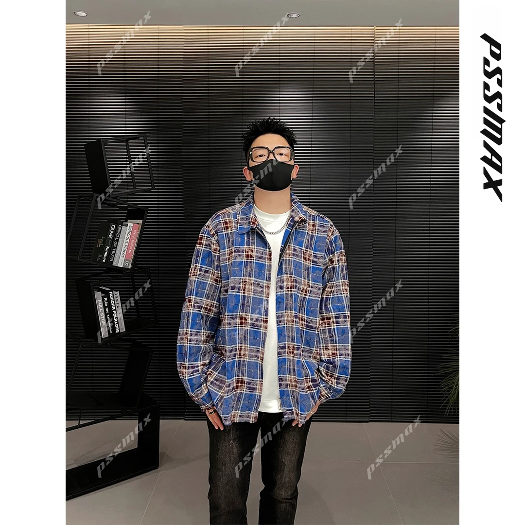 PSSMAX 胖俗俗【晕染破坏毛边】2025早秋cleanfit痞帅双拉链衬衣
