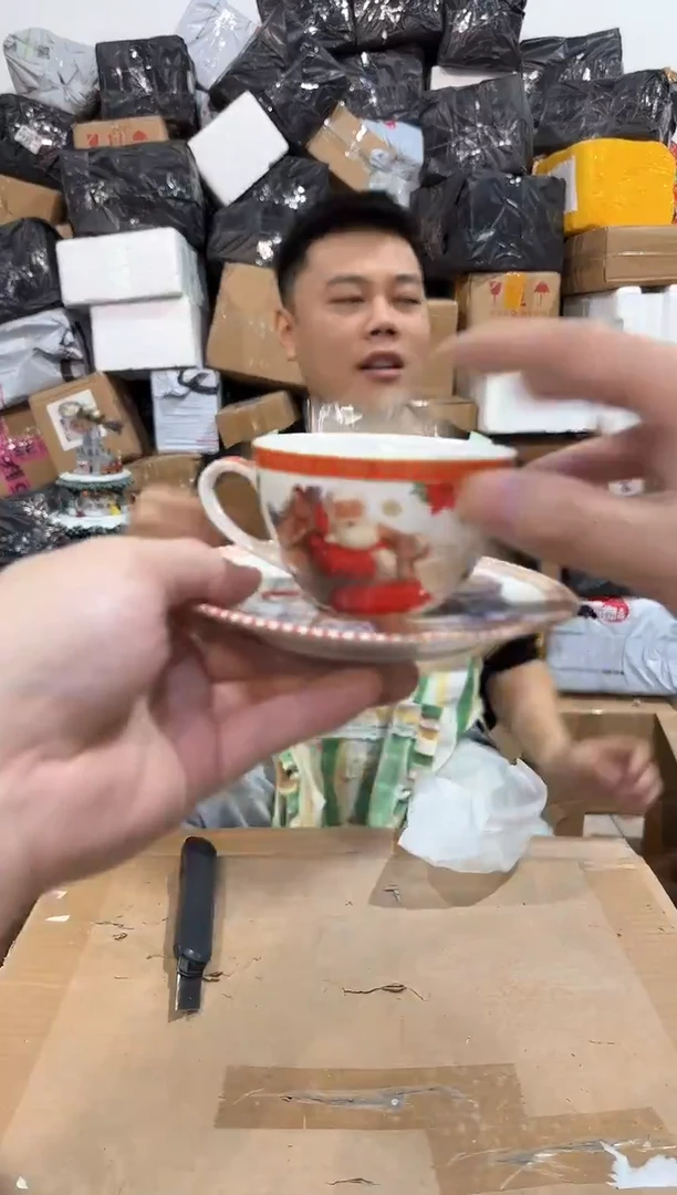 瓷片圣诞老人 杯碟一套