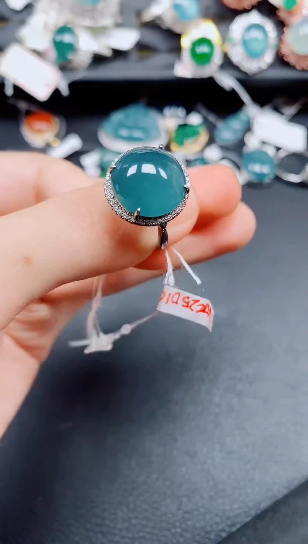 银S925镶嵌戒指翡翠翡翠