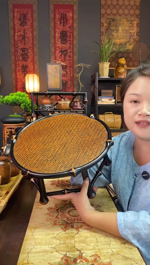 筇竹圆形飘窗桌手工制作