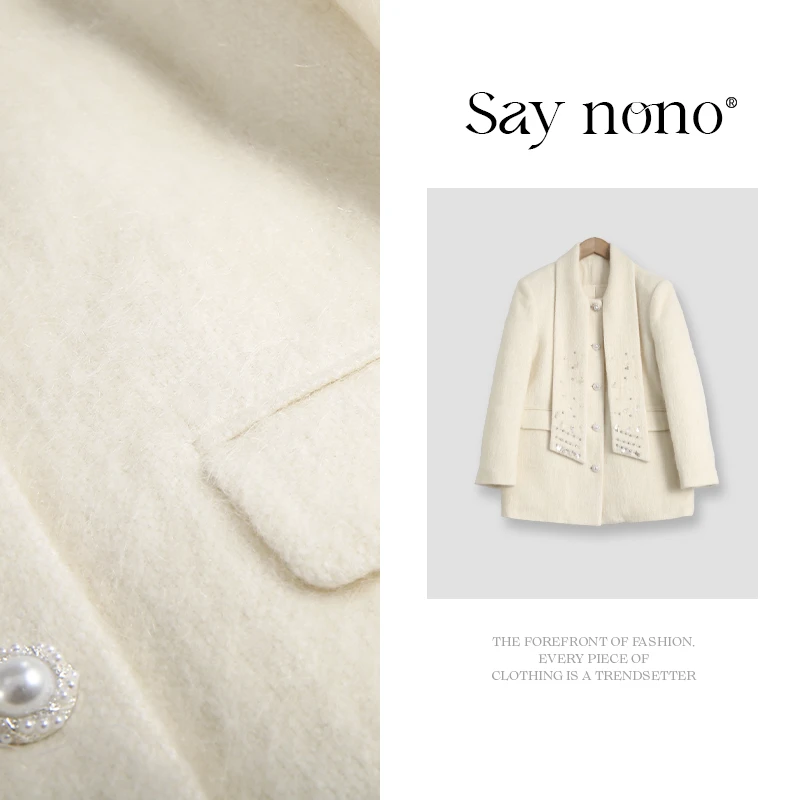 懒猫nono│Saynono 羊毛马海毛小香风款保暖羽绒服/XXLML25F138ER