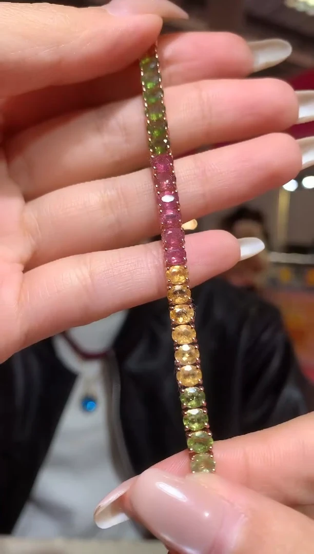 银S925镶嵌手链碧玺【宝石世家严选】