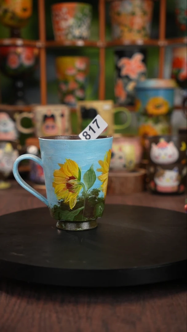 釉下手绘陶瓷紫砂杯