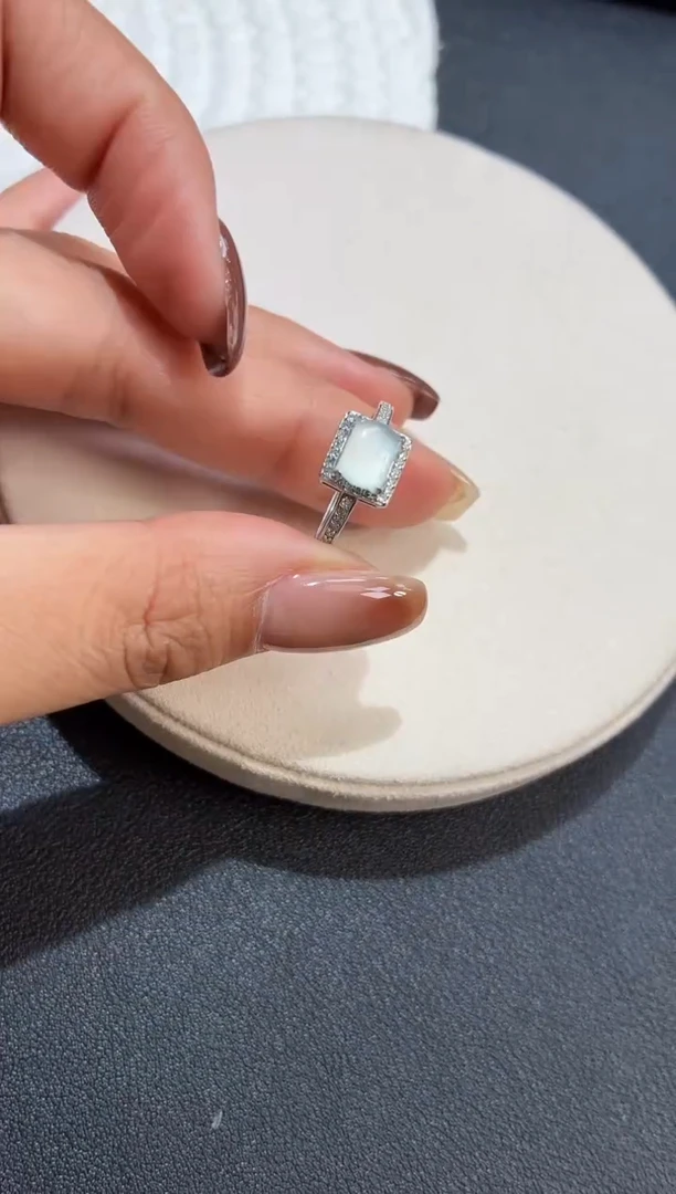 吊坠(不含链)银S925镶嵌翡翠戒指