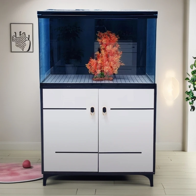 超白玻璃一体式带柜鱼缸客厅家用自带增氧过滤循环泵