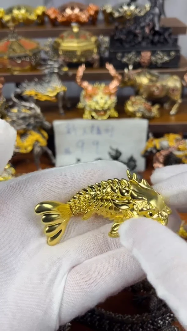 鱼化龙黄铜摆件小号
