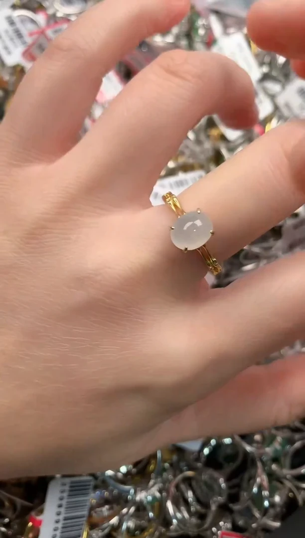 银S925镶嵌戒指翡翠666   9