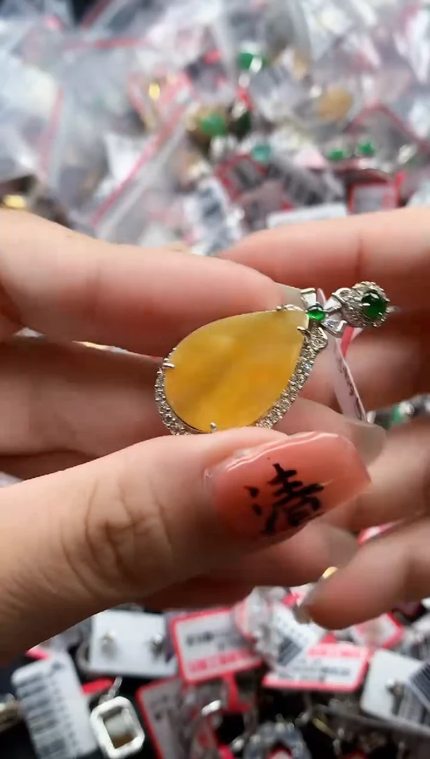 银S925镶嵌戒指翡翠天然A货缅甸翡翠