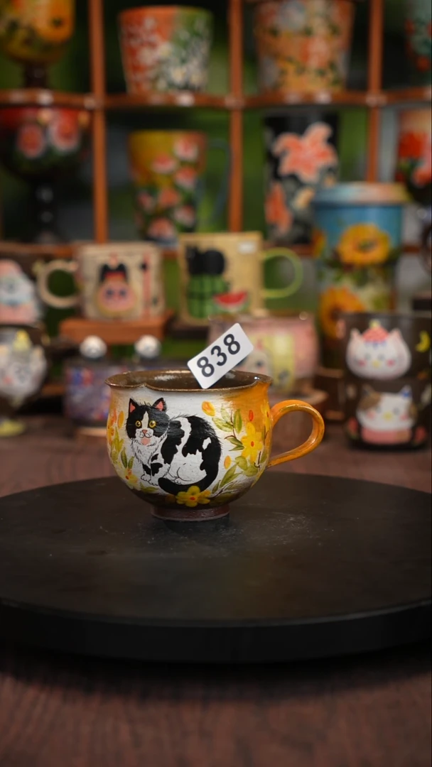 釉下手绘陶瓷紫砂杯