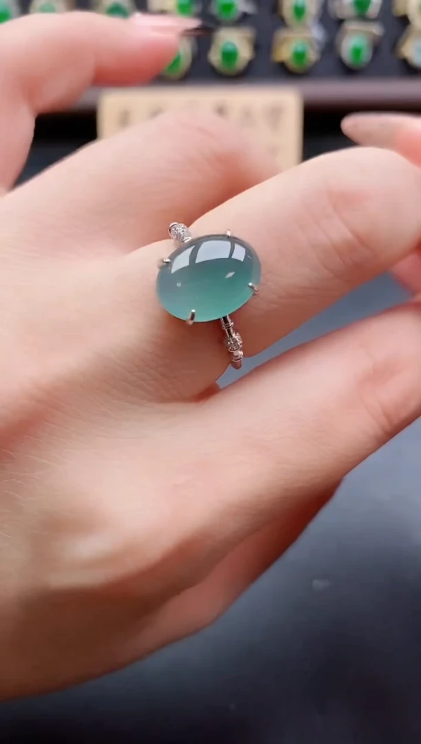 银S925镶嵌戒指翡翠1