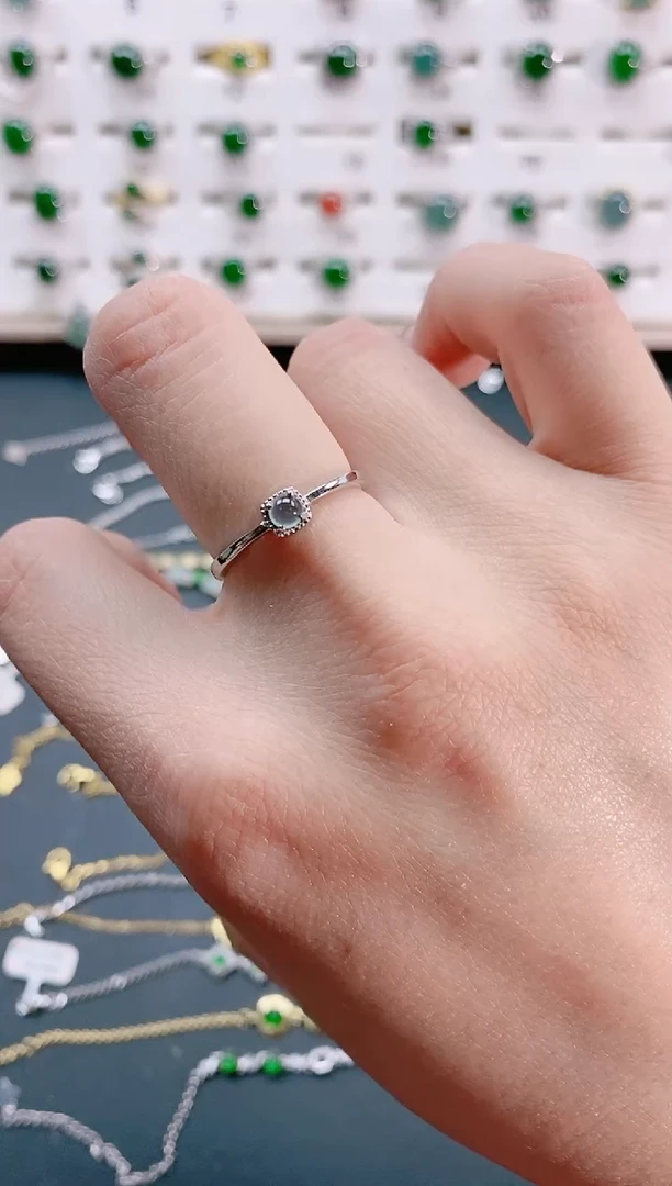 【闪购商品】翡翠戒指银S925镶嵌天然翡翠