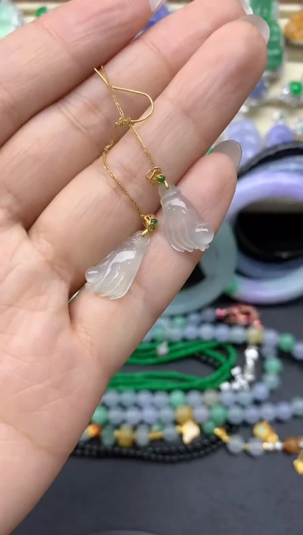 【闪购商品】翡翠耳饰18K金镶嵌60-中国好珍宝