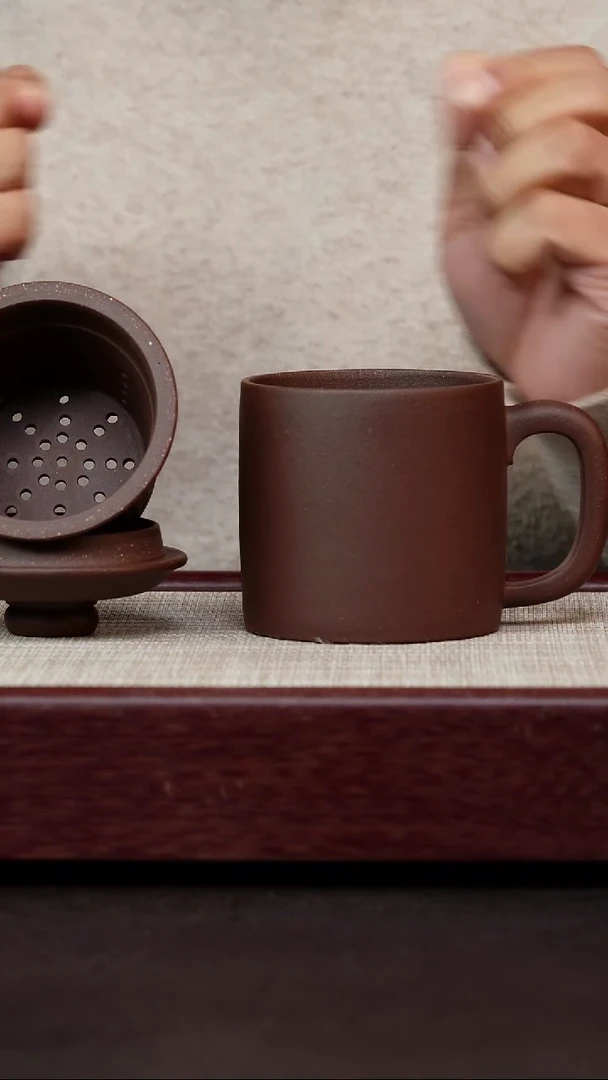 茶杯紫砂紫泥三件套