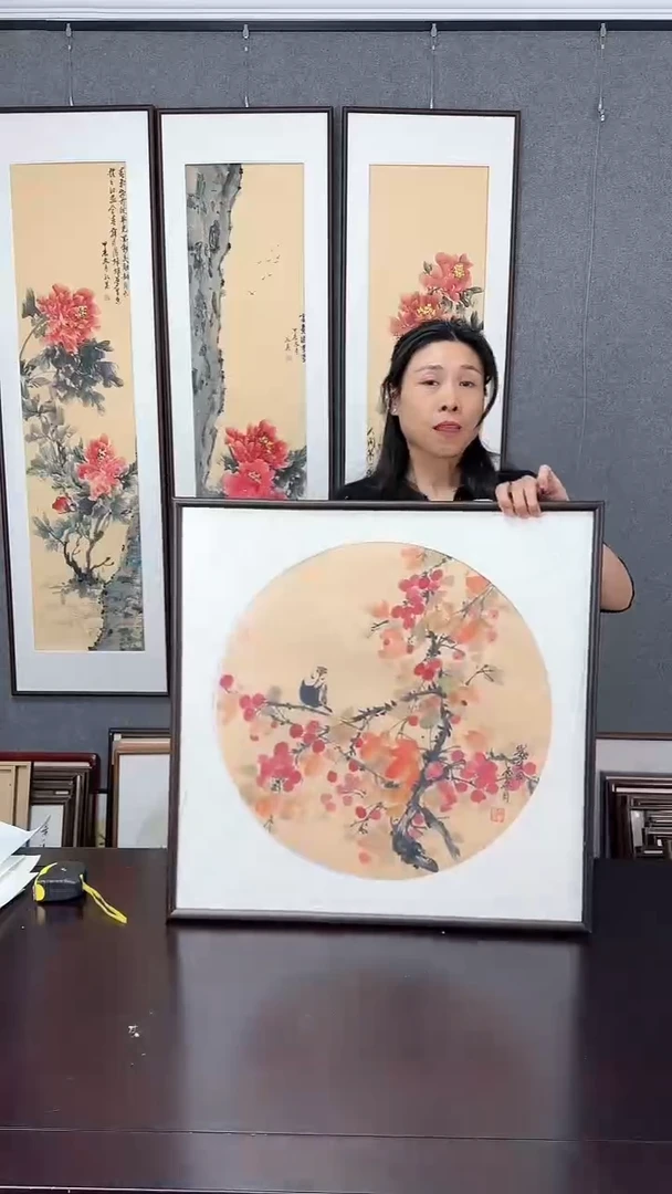 【闪购商品】国画实木装裱62*62 花鸟
