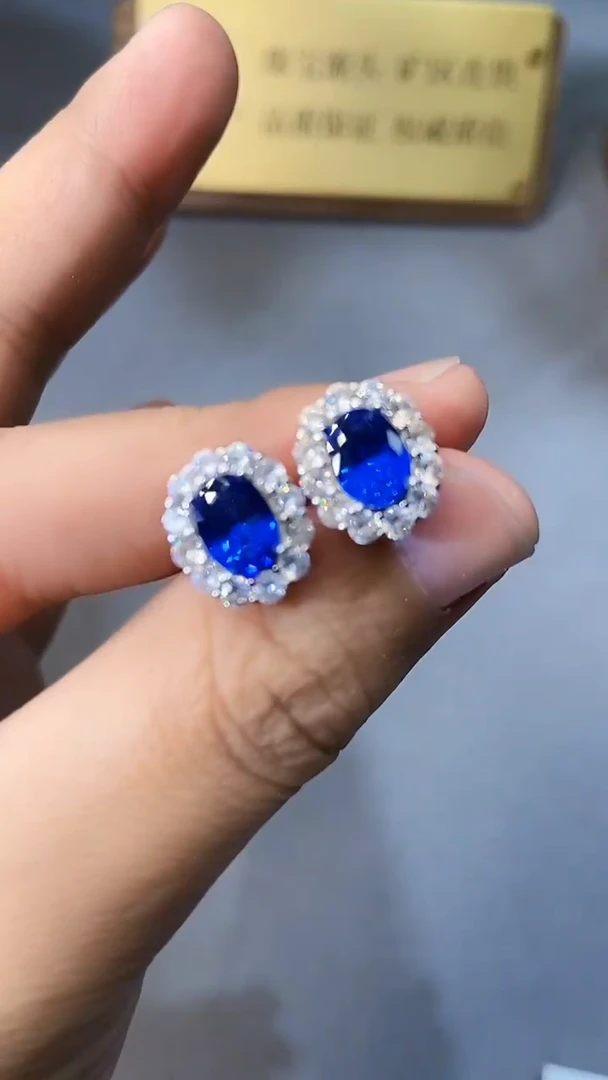 【闪购商品】蓝宝石耳饰银S925镶嵌354