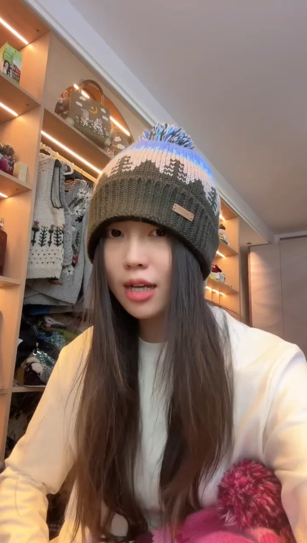 羊毛灰蓝小树丫帽