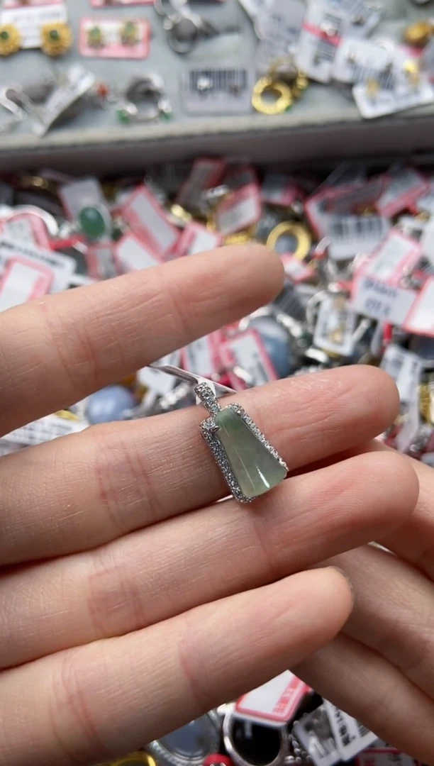 翡翠戒指银S925镶嵌7777---8