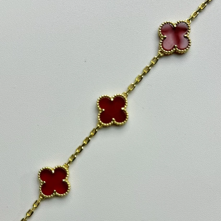 925银手链 米禾高级定制 红色五花手链s1s2