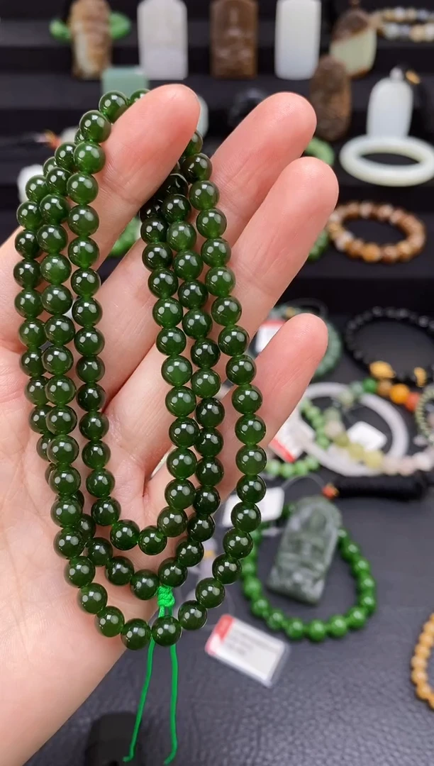 未镶嵌和田玉挂件6mm碧玉圆珠108