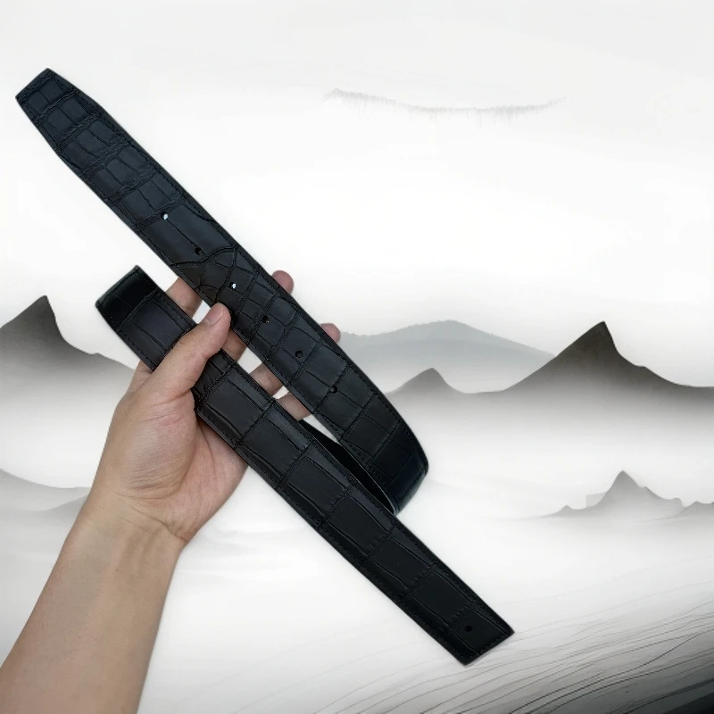 （单腰带）3.8宽鸵鸟皮+鳄鱼皮双面腰带礼盒装--智