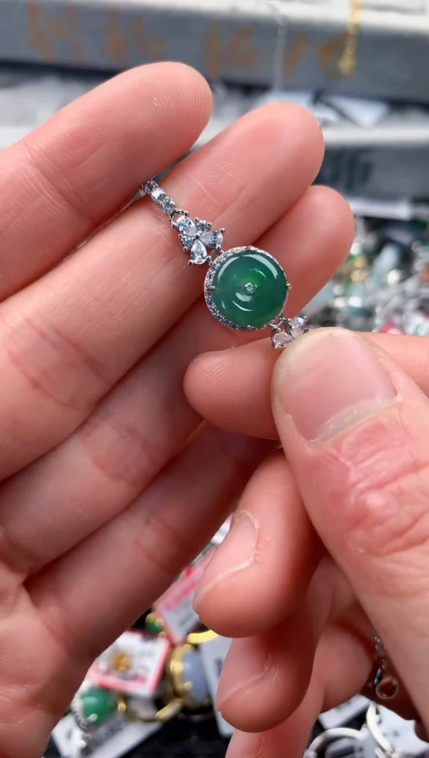 银S925镶嵌戒指翡翠5                    3