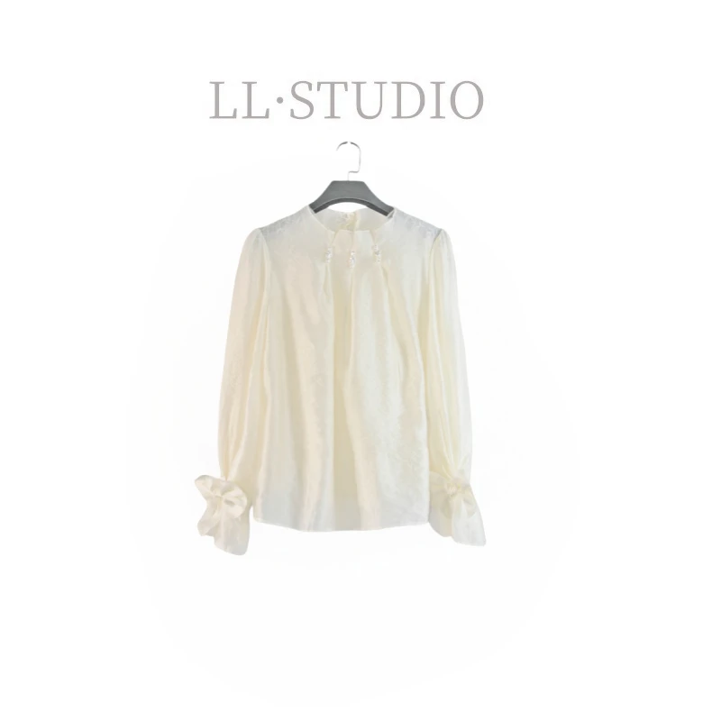 妙兮·LL春季新款时尚韩系甜美洋气减龄设计感褶皱衬衫*20250149