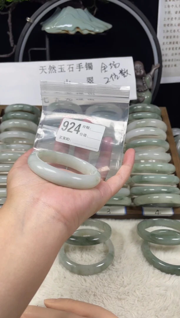 未镶嵌手镯石英质玉（天山翠）924