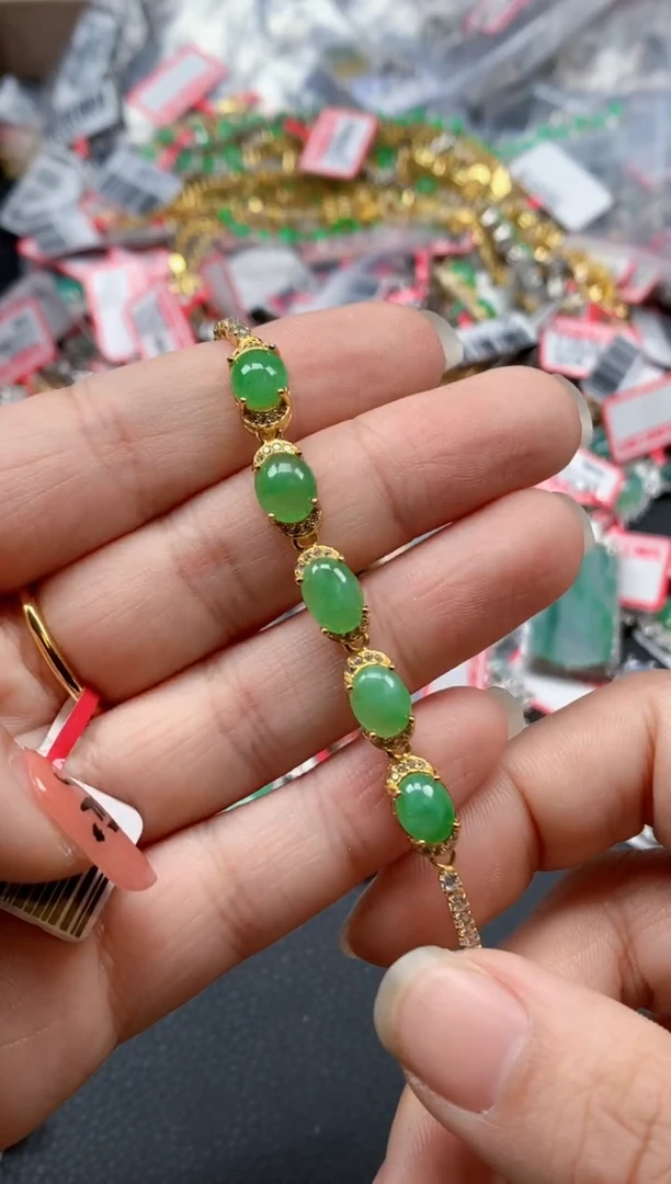 银S925镶嵌戒指翡翠天然A货缅甸翡翠