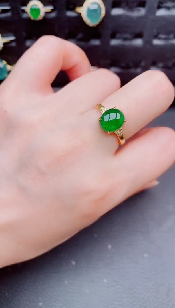 翡翠戒指银S925镶嵌天然a货翡翠145