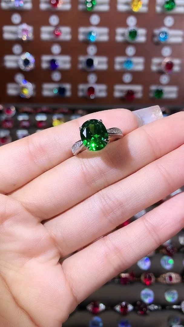 无925银莎弗莱绿色戒指